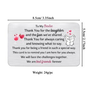 Bestie Birthday Greeting Cards Engraved Women Wallet Insert Card Graduation Gift Inspirational Best Friend Friendship Appreciate Personalised Christmas Go to University Farewell New Year Keepsake