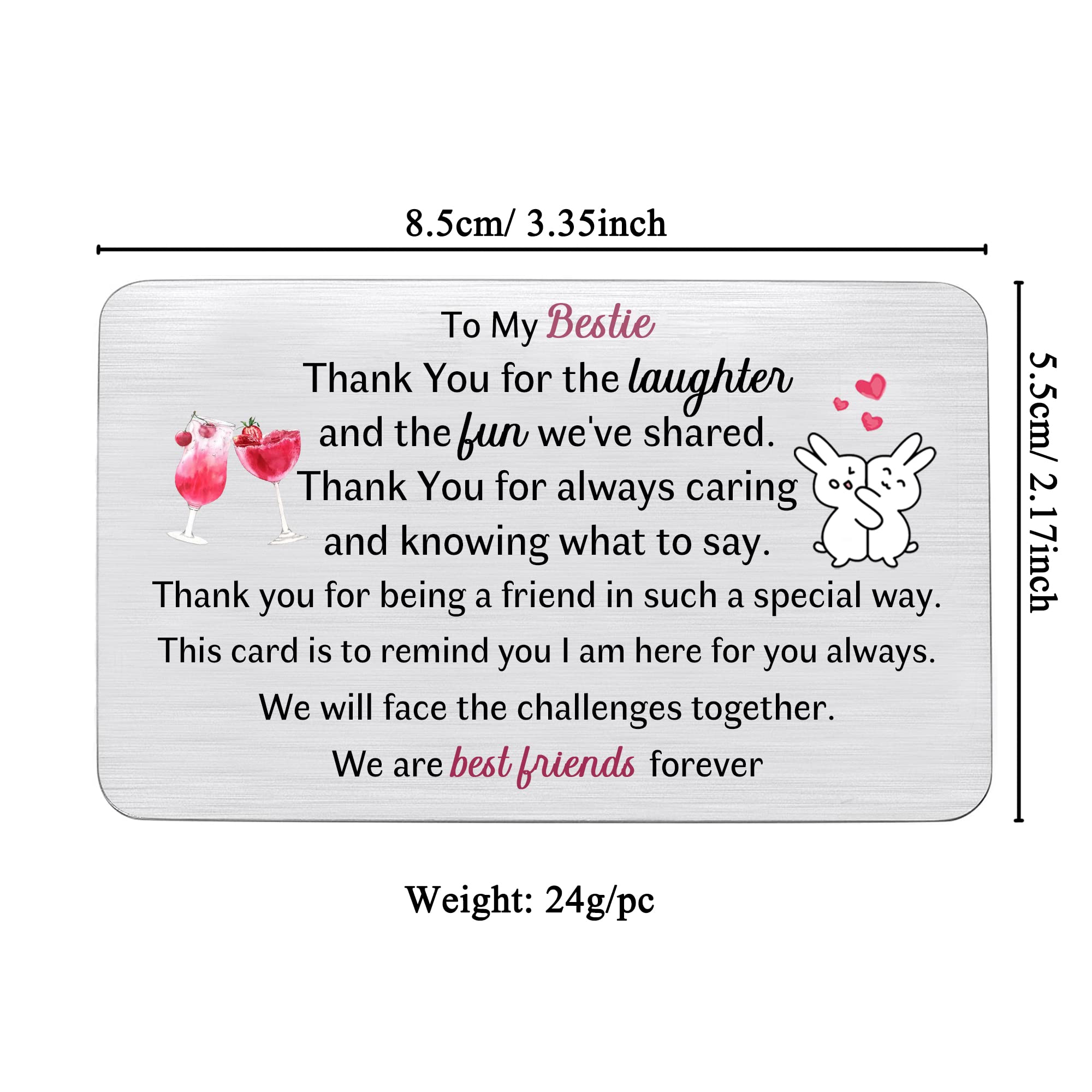 Bestie Birthday Greeting Cards Engraved Women Wallet Insert Card Graduation Gift Inspirational Best Friend Friendship Appreciate Personalised Christmas Go to University Farewell New Year Keepsake