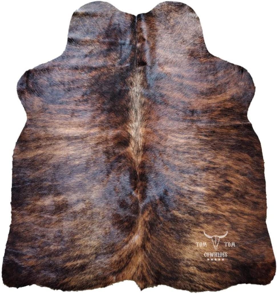 Cowhides Rug Small Cowhide Leather - 4ft x 3,5 ft (DARK BRINDLE)