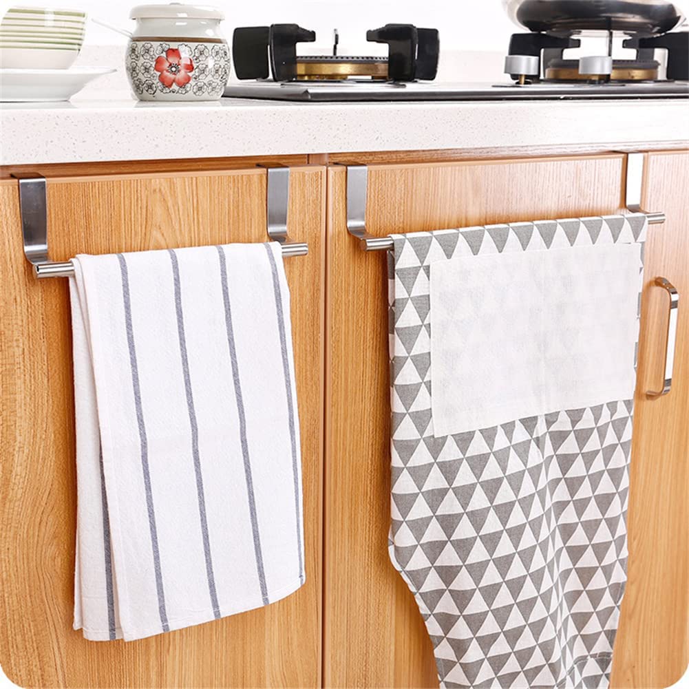 Stainless Steel Towel Rack Bathroom Towel Holder Stand Kitchen Cabinet Door Hanging Organizer Shelf Wall Mounted Towels Bar (2pcs)