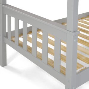 Bunk Bed Solid Wood Sturdy Twin Over Twin with Ladder and Safety Rail Grey - Kids' Twin Loft Bunk Bed with Headboard - by from The Tree Furniture