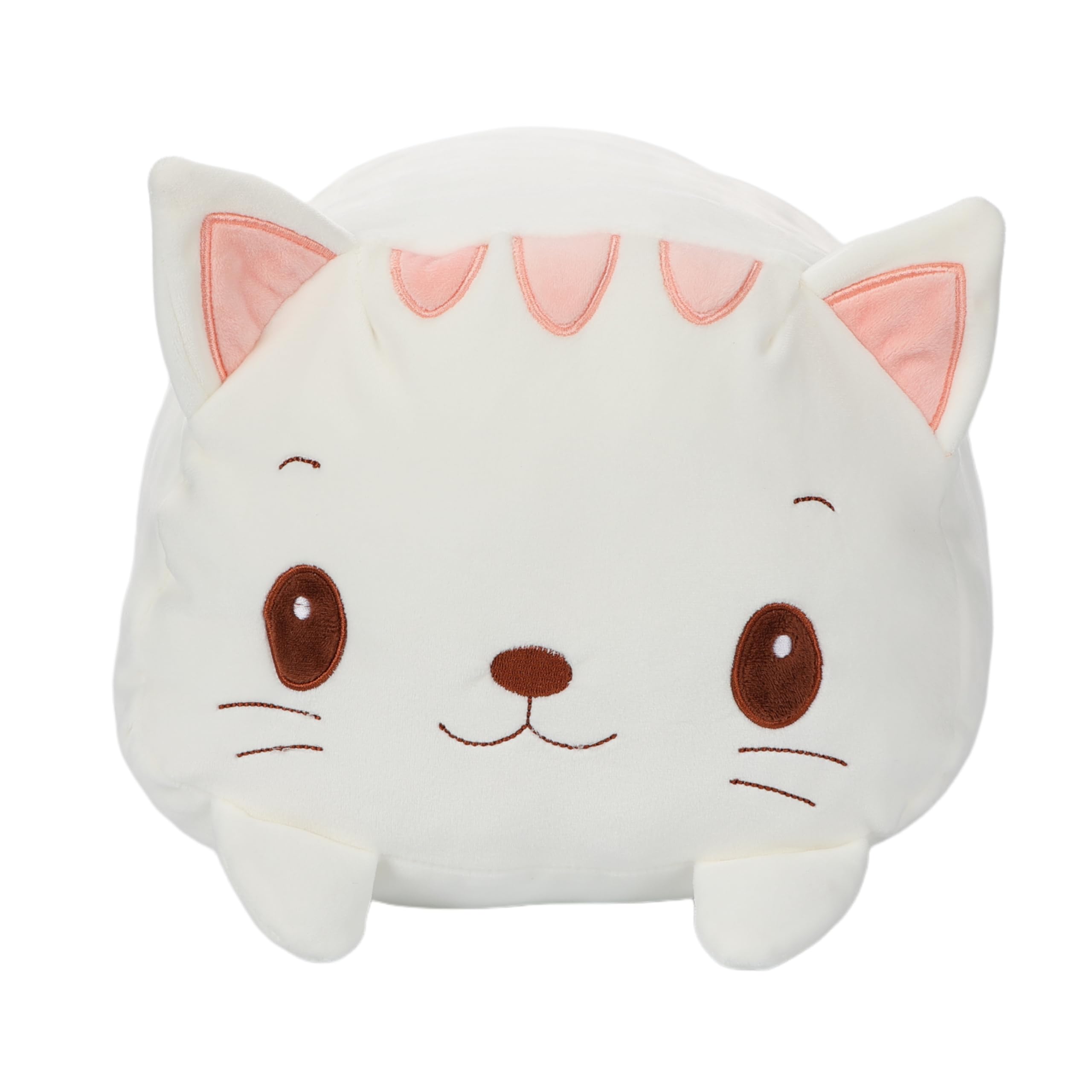 TemBe 23.6 inch Cute Large Cat Plush Stuffed Animal Pillow, Very Soft Squish Mellow Hugging Toy Gifts for Bedding, Kids Sleeping Cute Pillow (White Cat)