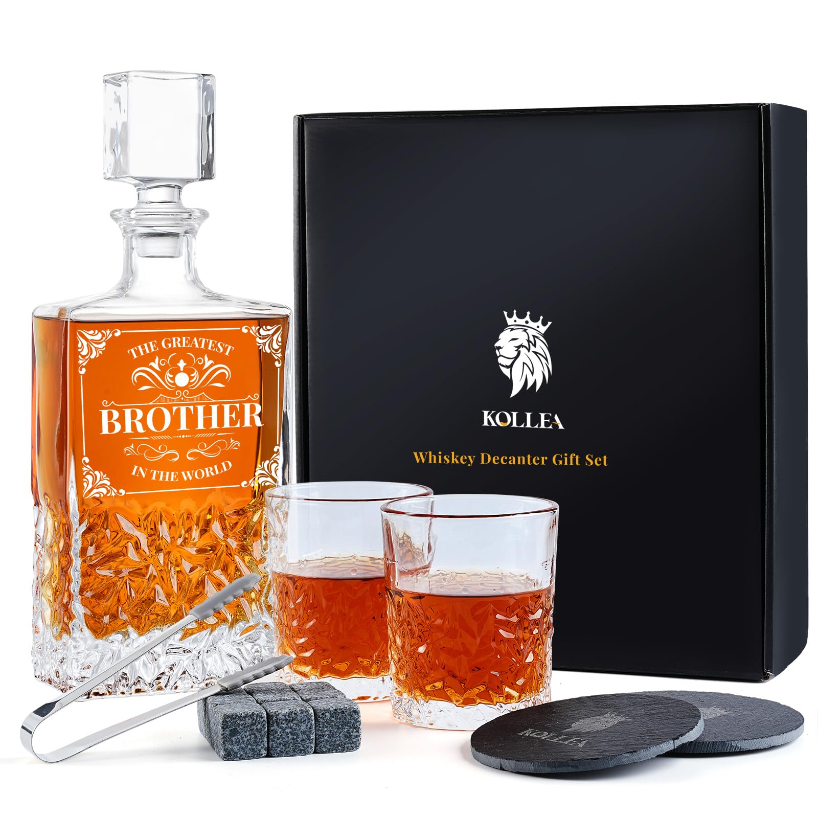 Kollea Cool Boss Gifts for Men, Whiskey Decanter Set with Glasses, Best Boss Birthday Christmas Gifts for Men, Office Farewell Gifts for Boss, Manager, Leader, Personalized Liquor Decanter Present