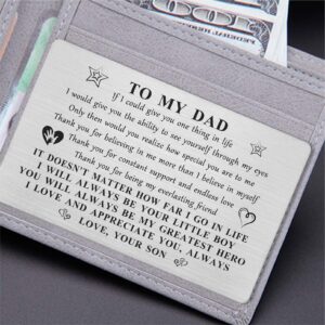 Yobent Dad Gifts from Son, Unique Daddy Birthday Card from Son, Long Distance Father Gift Ideas, I Love You Hero Dad Christmas Wallet Card for Man, Dad Who Has Everything Bday Present