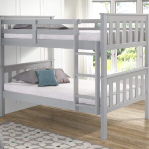 Bunk Bed Solid Wood Sturdy Twin Over Twin with Ladder and Safety Rail Grey - Kids' Twin Loft Bunk Bed with Headboard - by from The Tree Furniture