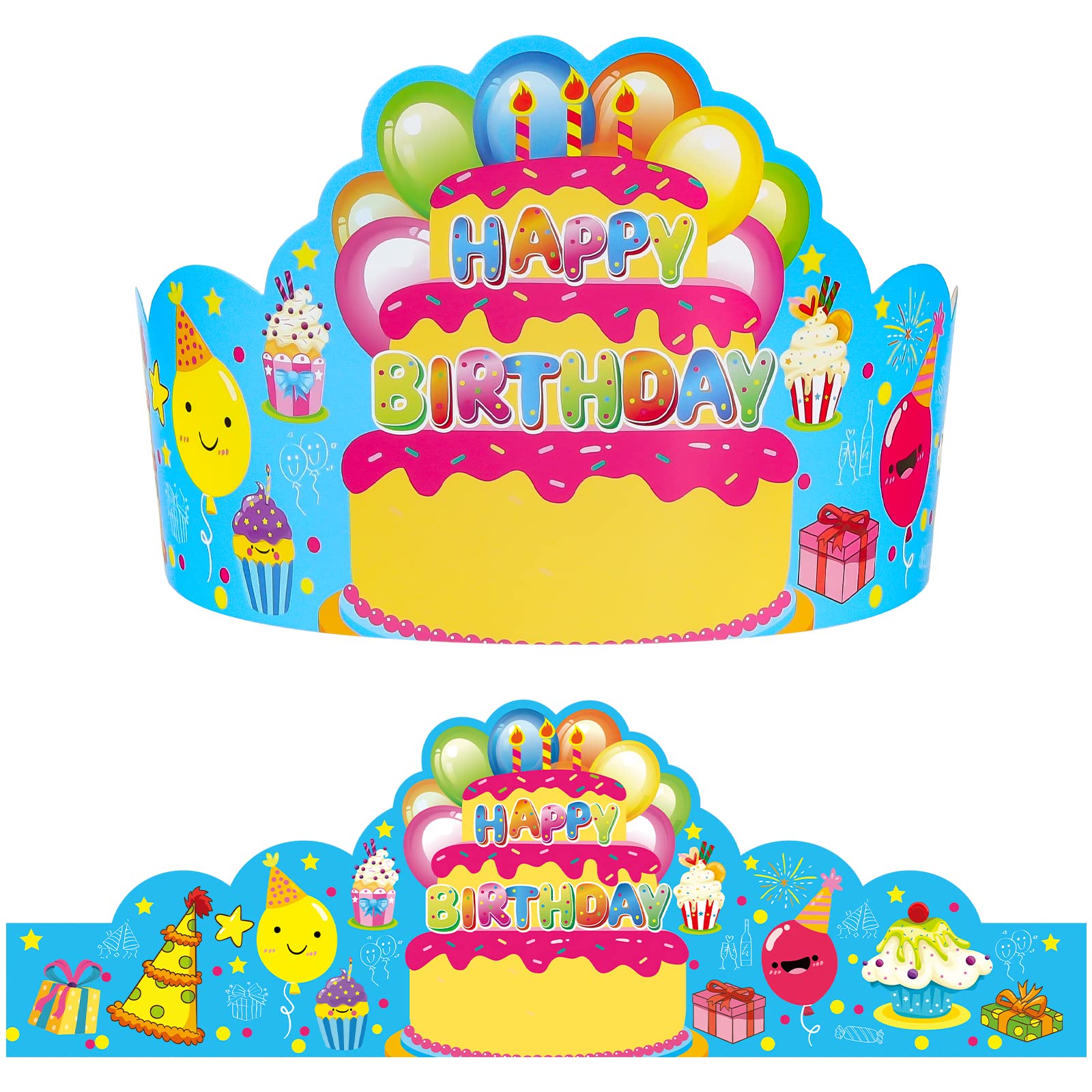 AUGTHEEP Pack of 36 Birthday Crowns for Kids - Colorful Paper Party Hats for Students Classroom School VBS Party Supplies