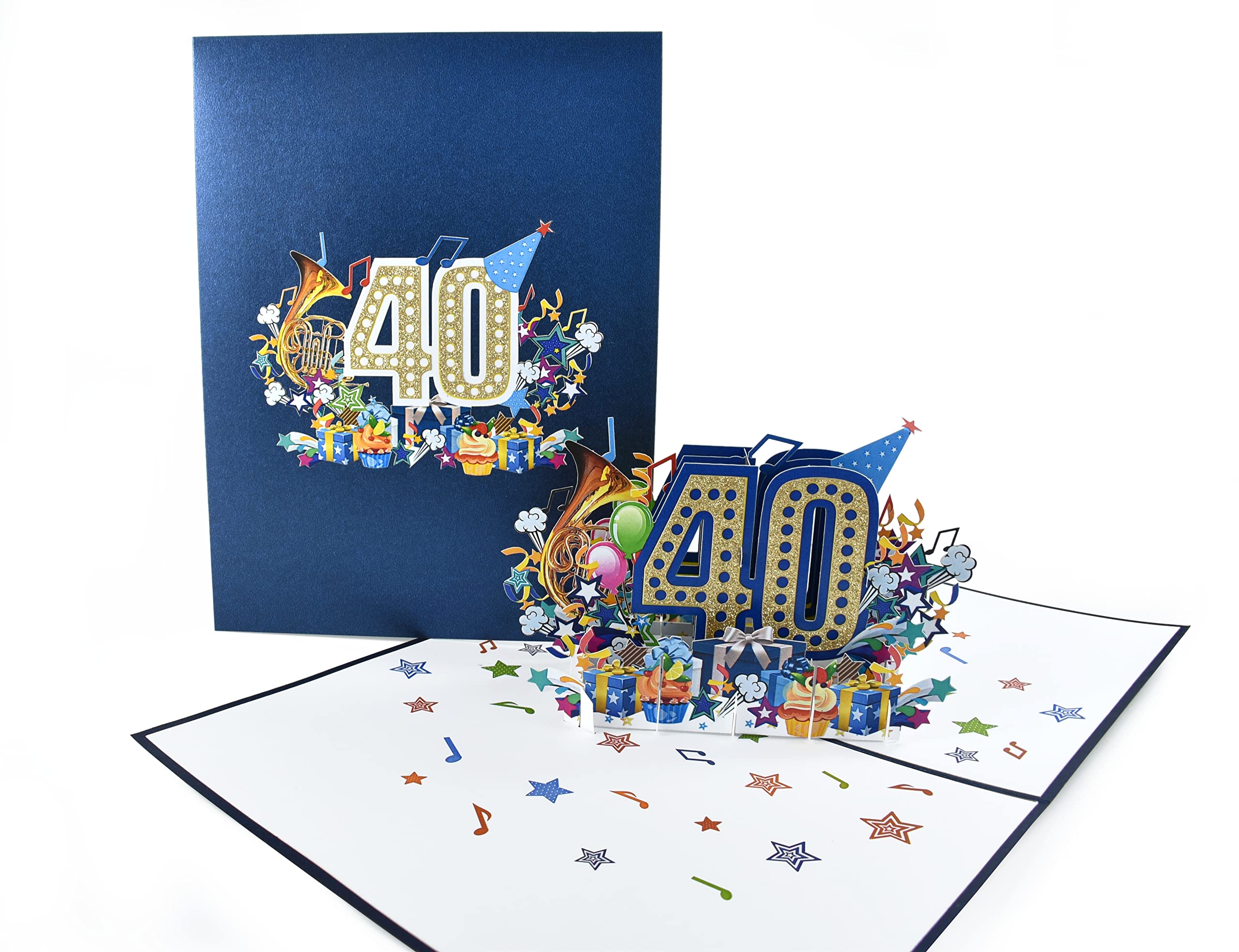 Teabug Cards Happy Birthday Pop Up 3D Greeting Card with Numbers (40th Blue)