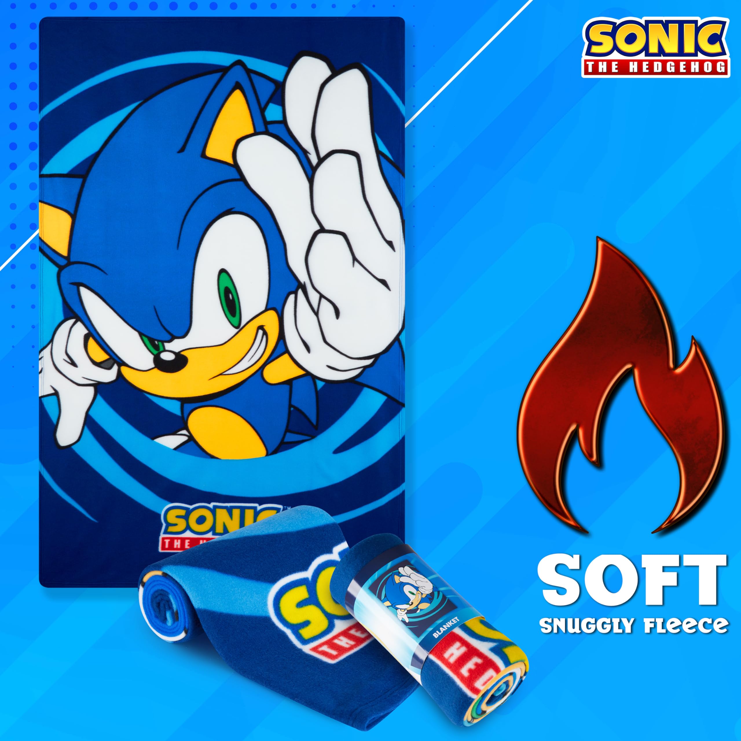 Sonic The Hedgehog Fleece Blanket for Kids Super Soft Blanket Fleece Throws 100 x 150cm Warm Bed Blankets Gifts for Boys