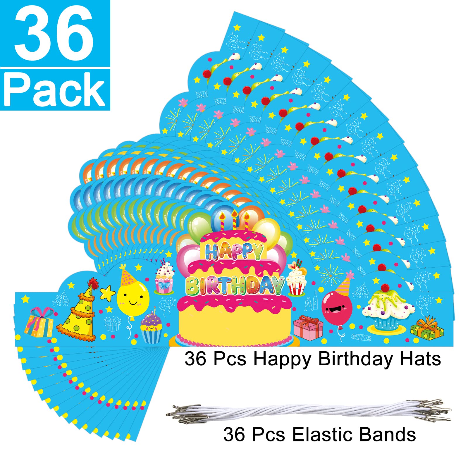 AUGTHEEP Pack of 36 Birthday Crowns for Kids - Colorful Paper Party Hats for Students Classroom School VBS Party Supplies