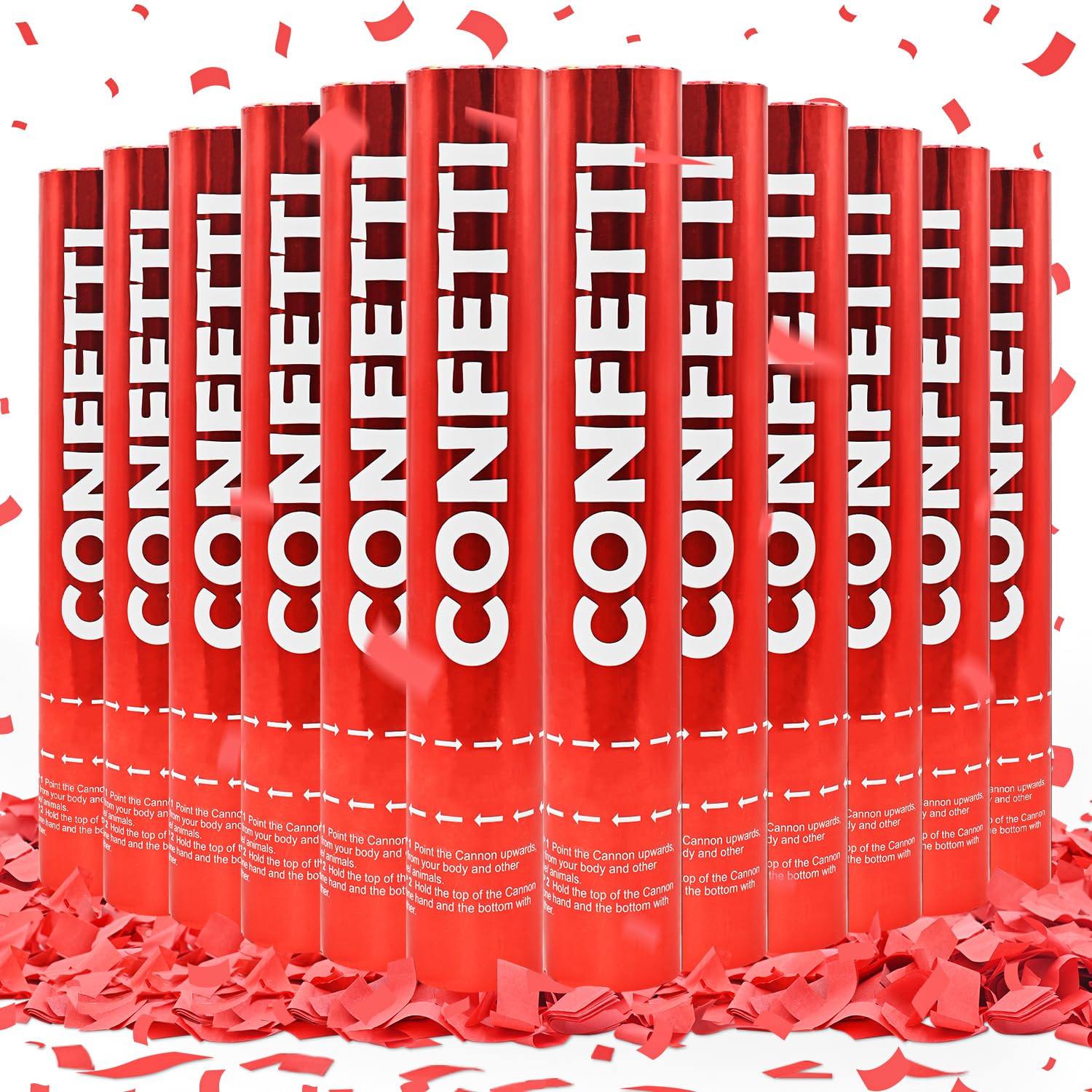 Confetti Cannon Red Biodegradable Confetti Poppers 12Pack Party Poppers Confetti Shooters Red Confetti Sticks for Wedding Graduation Engagement Anniversary Bridal Shower Valentines Day Birthday