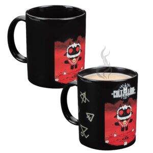 cult of the lamb heat changing coffee mug - symbol images reveal with heat - officially licensed video game merchandise - christmas stocking stuffer gamer gift for kids, teens, adults - 11oz, ceramic