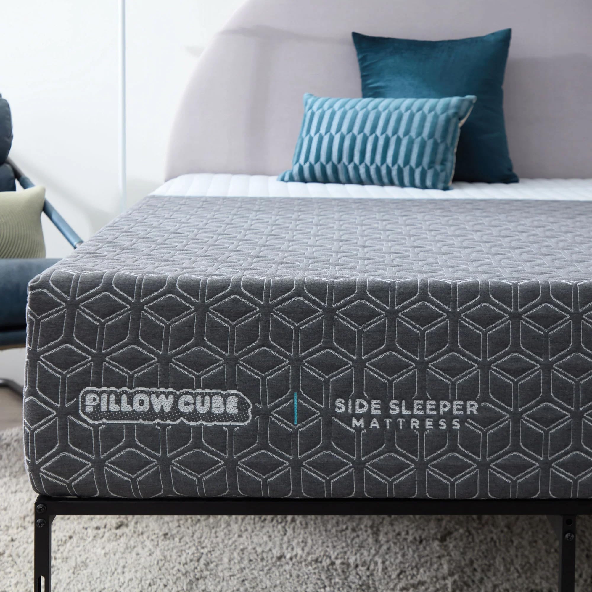 Pillow Cube Deluxe 4 Layer Breathable King Mattress for Side Sleeper with Hip Support Foam, Soft Shoulder Zone and Plush Cube Cover, Gray