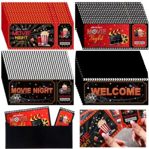 harloon 36 sets movie party invitations movie night theater party birthday invitations cards popcorn vip party ticket with envelopes postcards birthday red carpet party supplies