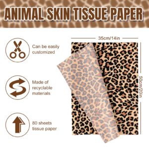 AnyDesign 5 Designs Animal Print Tissue Paper 90 Sheet Leopard Zebra Giraffe Tiger Cow Skin Pattern Art Tissue Animal Print Wrapping Paper Assortment for DIY Crafts Gift Packing, 19.7 x 13.8 Inch