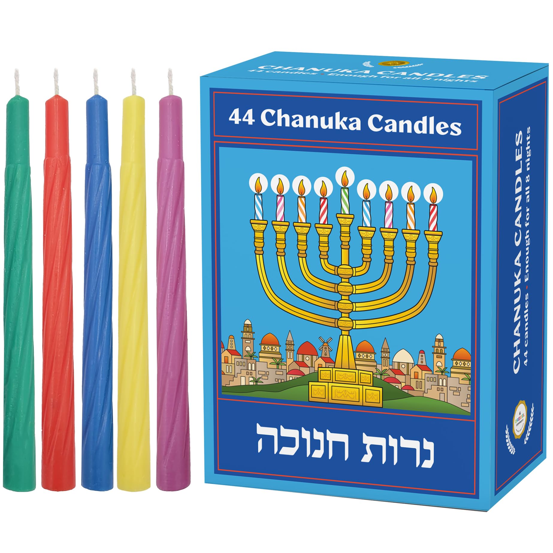 The Dreidel Company Jerusalem Hanukkah Candles Menorah Candles Chanukah Candles 44 for All 8 Nights of Chanukah (Single)