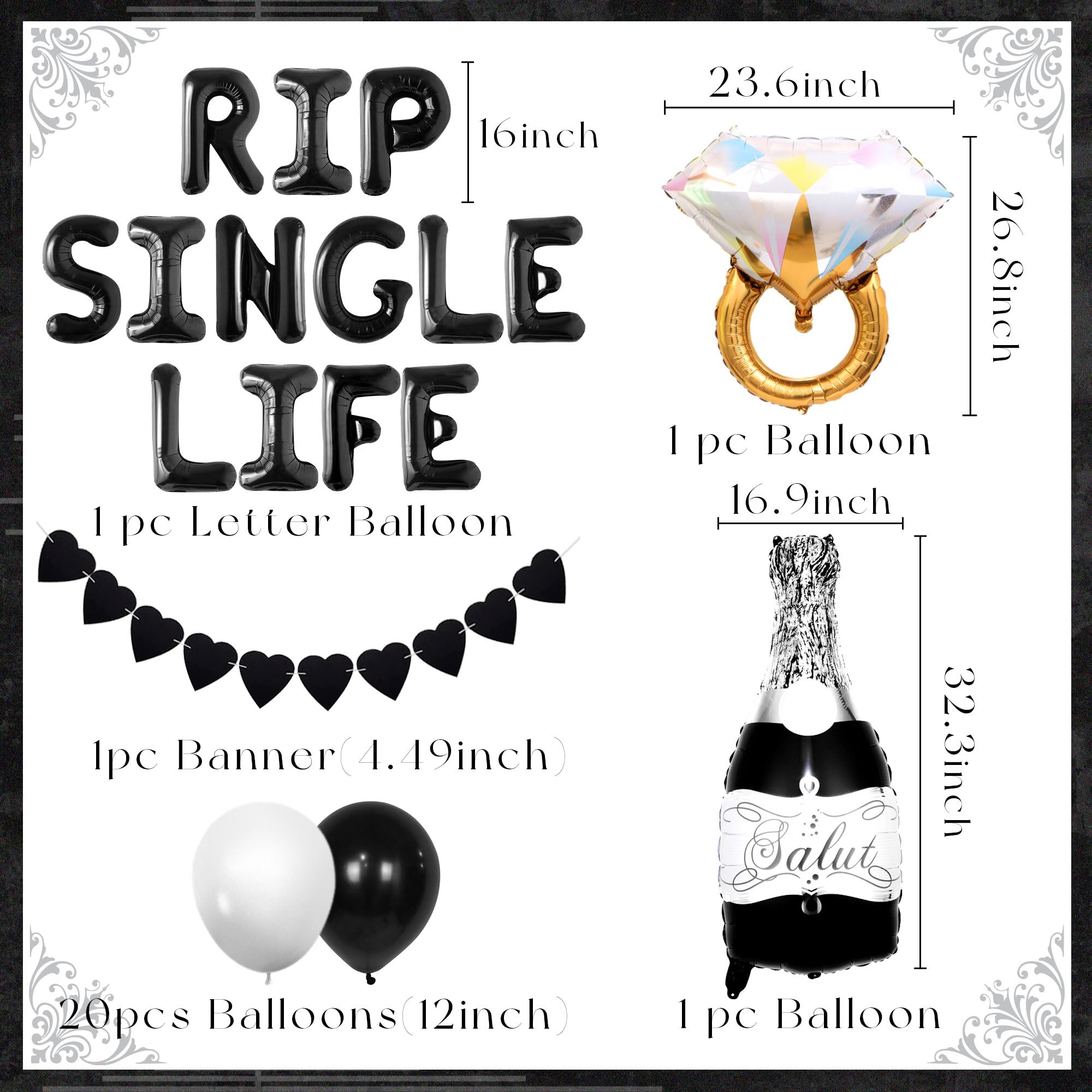 LaVenty Rip Single Life Bachelorette Party Decoration Gothic Bachelorette Party Decorations Bachelorette Engagement Wedding Party