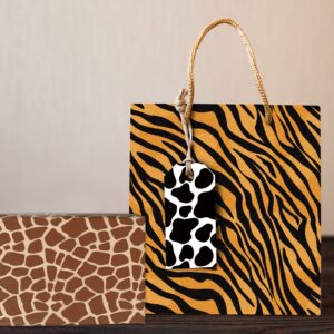 AnyDesign 5 Designs Animal Print Tissue Paper 90 Sheet Leopard Zebra Giraffe Tiger Cow Skin Pattern Art Tissue Animal Print Wrapping Paper Assortment for DIY Crafts Gift Packing, 19.7 x 13.8 Inch