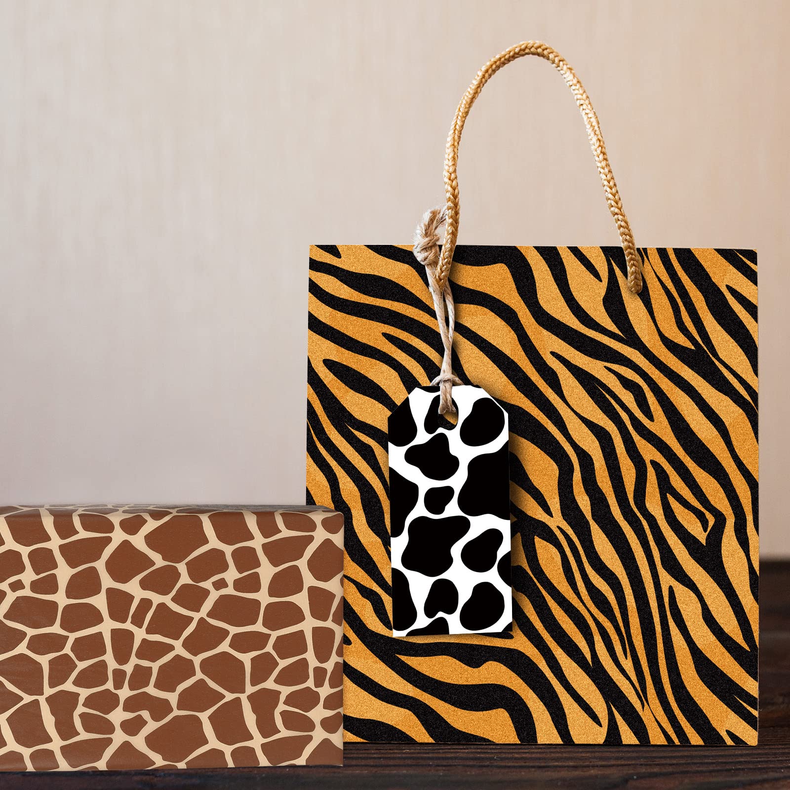 AnyDesign 5 Designs Animal Print Tissue Paper 90 Sheet Leopard Zebra Giraffe Tiger Cow Skin Pattern Art Tissue Animal Print Wrapping Paper Assortment for DIY Crafts Gift Packing, 19.7 x 13.8 Inch