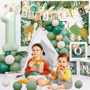 Wild One Birthday Decorations For Boys Jungle Theme Baby Shower Safari 1st Party Supplies Palm Leaf Balloon Garland Kit