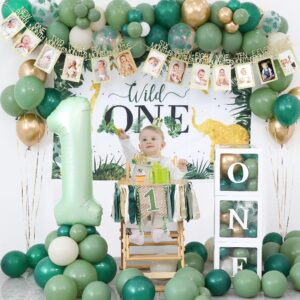 Wild One Birthday Decorations For Boys Jungle Theme Baby Shower Safari 1st Party Supplies Palm Leaf Balloon Garland Kit