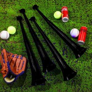 Outus 4 Pieces Collapsible Stadium Horn 24 Inch Vuvuzela Plastic Trumpet Horn Blow Horn Noisemakers for Sporting Events Graduation Games School Sports Party Supplies Favors Accessories (Black)