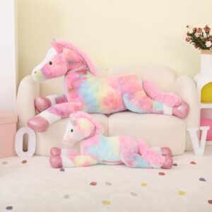 MaoGoLan Giant Horse Plush Stuffed Animal, 35.5 inch Colorful Paint Large Stuffed Animal Big Horse Pony Plush Pillow Gift for Kids and Adults Valentines, Christmas, Birthday