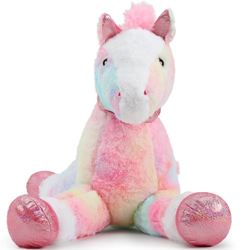 MaoGoLan Giant Horse Plush Stuffed Animal, 35.5 inch Colorful Paint Large Stuffed Animal Big Horse Pony Plush Pillow Gift for Kids and Adults Valentines, Christmas, Birthday