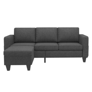 Youmumeub Sectional Sofa Couch, Convertible L Shaped Couches with Ottoman, Dark Grey Modern Small Modular Sofas for Living Room, Apartment Small Space