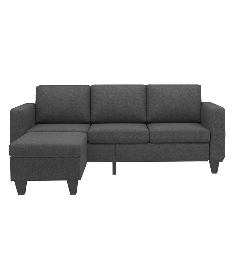 Youmumeub Sectional Sofa Couch, Convertible L Shaped Couches with Ottoman, Dark Grey Modern Small Modular Sofas for Living Room, Apartment Small Space