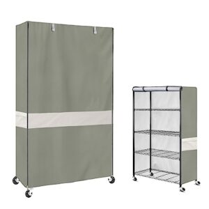 solotoo shelf cover - heavy duty waterproof shelves cover,storage shelving unit cover,fits 48" w x 18" d x 72" h storage rack (grayish green)