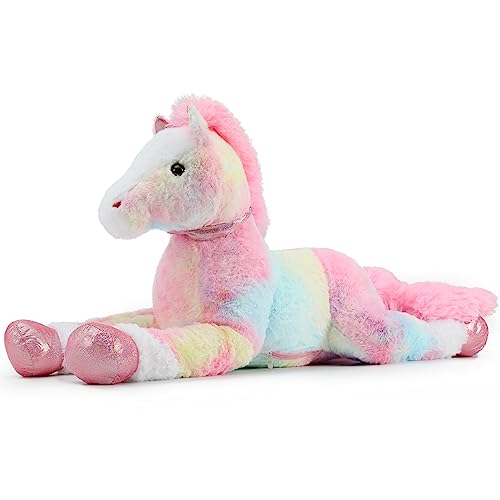 MaoGoLan Giant Horse Plush Stuffed Animal, 35.5 inch Colorful Paint Large Stuffed Animal Big Horse Pony Plush Pillow Gift for Kids and Adults Valentines, Christmas, Birthday