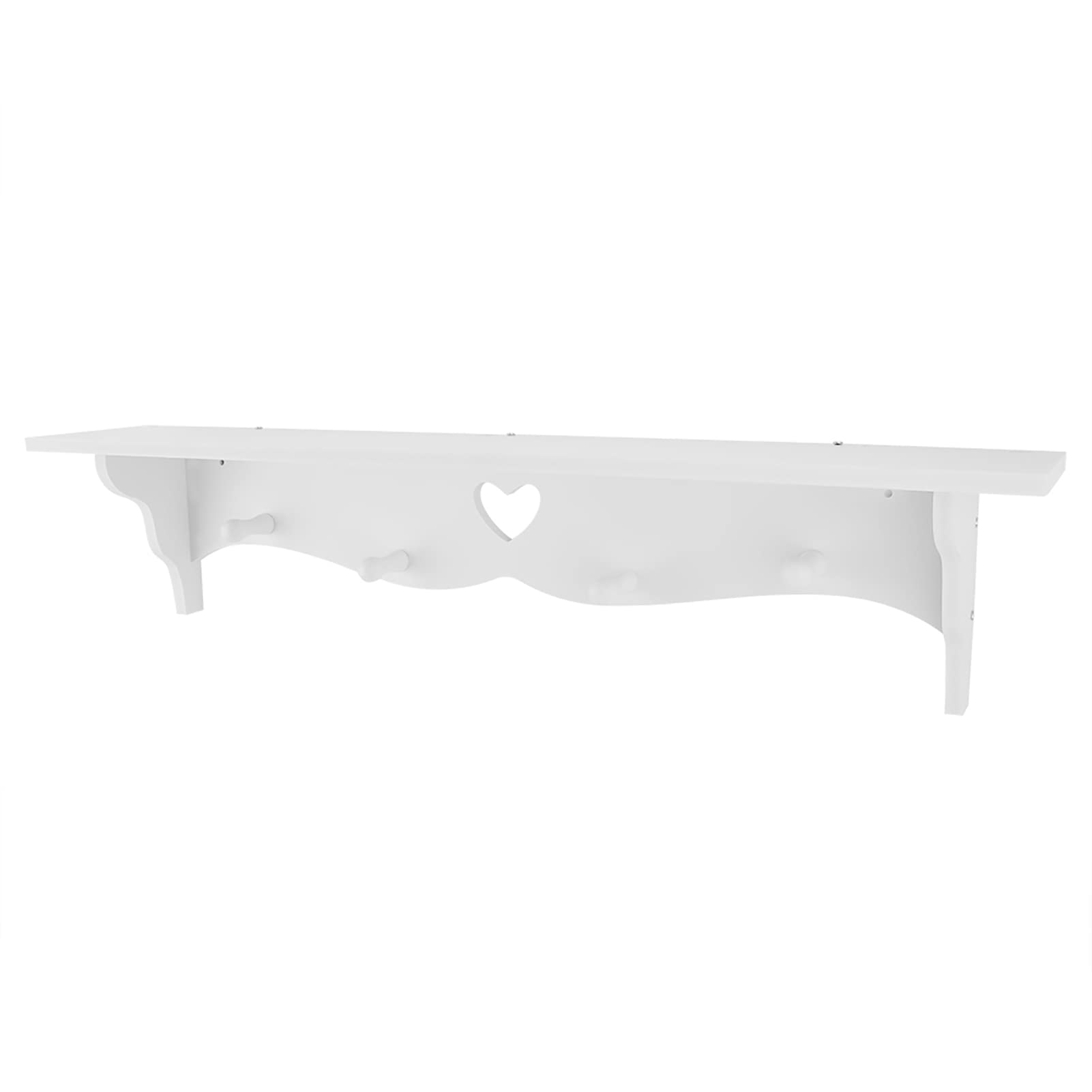 Floating Shelf, White Carved Wall Hanging Hollow Wall Shelf Wall Decoration Coat Rack Hook Wall Mounted Shelf