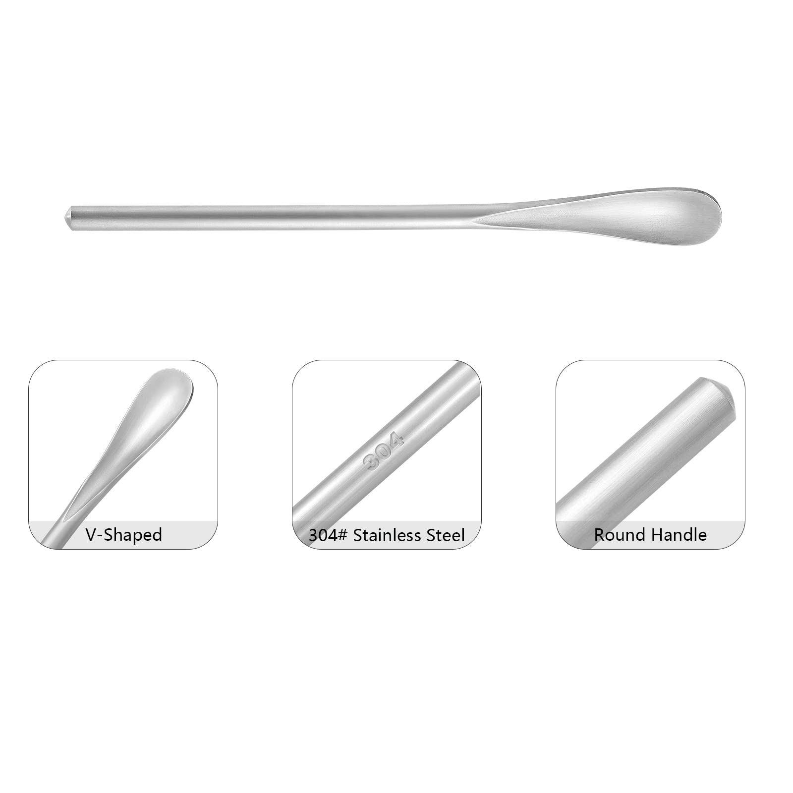 5Inch/12.8cm Coffee Stirrers Spoon,Silver Stainless Steel 304# Coffee Stir Sticks,Round Solid Handle Cocktail Beverage Iced Tea Stirring Stick,Drink Mixing Spoon,Set of 4