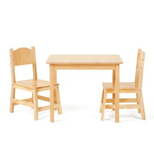 oook solid wooden kids table and chair set, stable and sturdy, toddler table and 2 chairs set for arts, crafts, reading, preschool, kindergarten, playroom