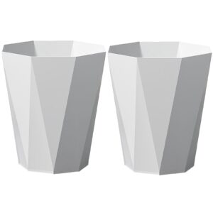 weecron bathroom trash can small waste basket plastic diamond shape 1.8 gallon (2 pack, white)