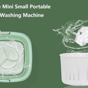 Portable Washing Machine, Folding Mini Washing Machine with Drain Basket, Portable Washer with Blue Light & Ultrasonic Washing for Apartment, Laundry, Camping, RV, Travel, Underwear