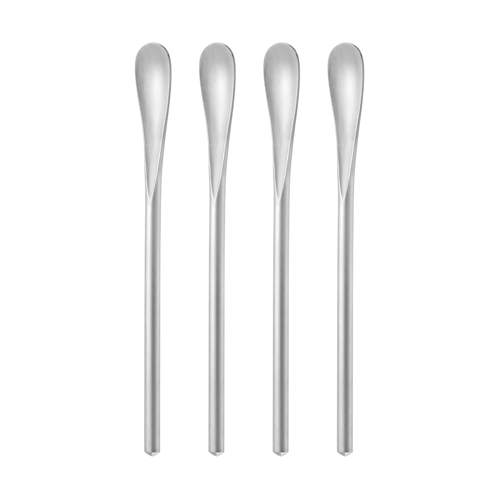 5Inch/12.8cm Coffee Stirrers Spoon,Silver Stainless Steel 304# Coffee Stir Sticks,Round Solid Handle Cocktail Beverage Iced Tea Stirring Stick,Drink Mixing Spoon,Set of 4