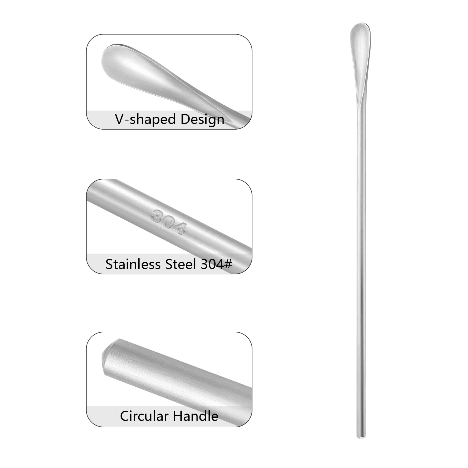 8.5Inch/21.8cm Coffee Stirrers Spoon,Silver Stainless Steel 304# Coffee Stir Sticks,Round Solid Long Handle Cocktail Beverage Iced Tea Stirring Stick,Drink Mixing Spoon,Set of 4