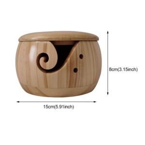 Kakalote Crafted Wooden Knitting Bowl, Yarn Storage Bowl with Lid, Yarn Holder Dispenser for Crocheting, Storage Knitting Accessories Organizer(Pine Bottle with Lid)