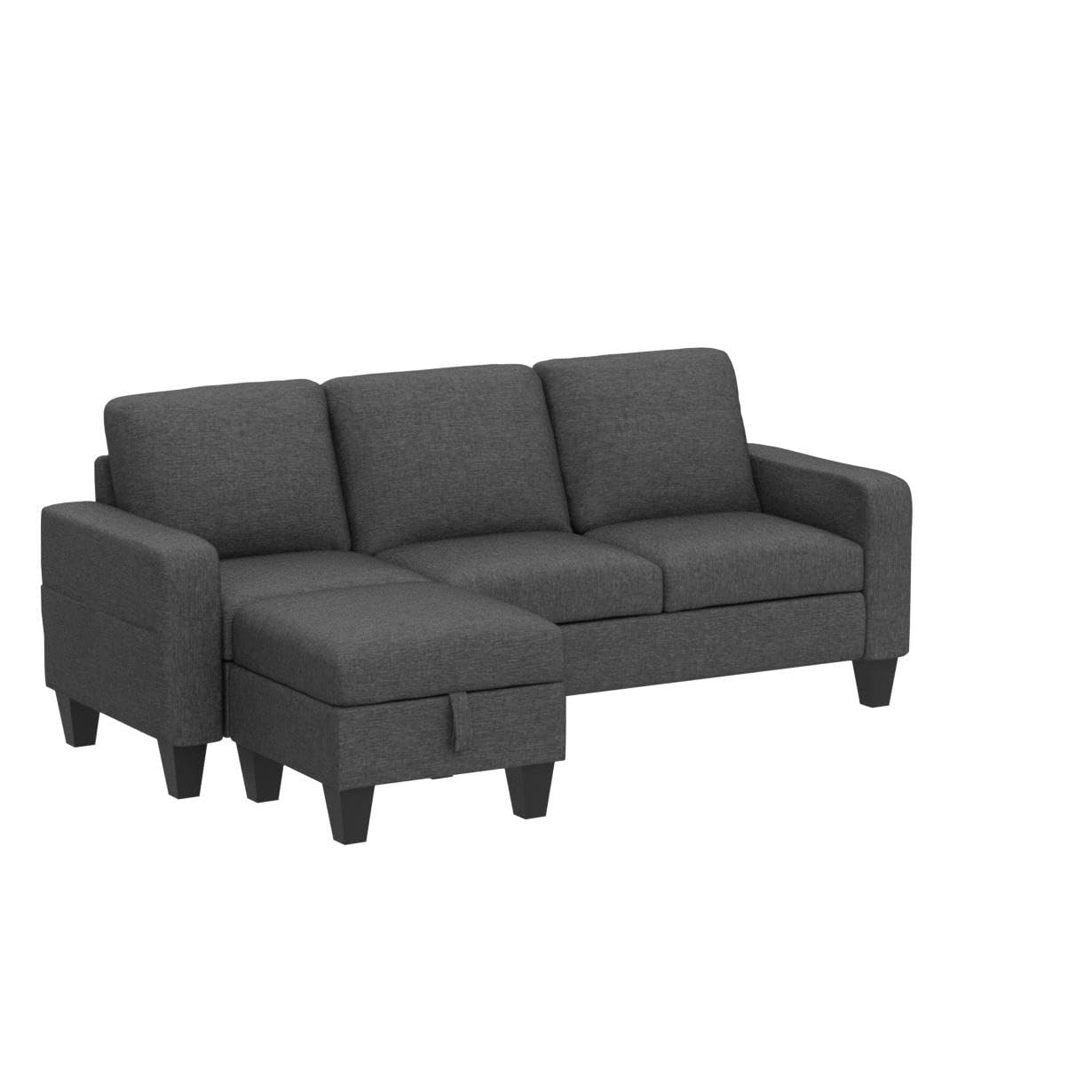 Youmumeub Sectional Sofa Couch, Convertible L Shaped Couches with Ottoman, Dark Grey Modern Small Modular Sofas for Living Room, Apartment Small Space