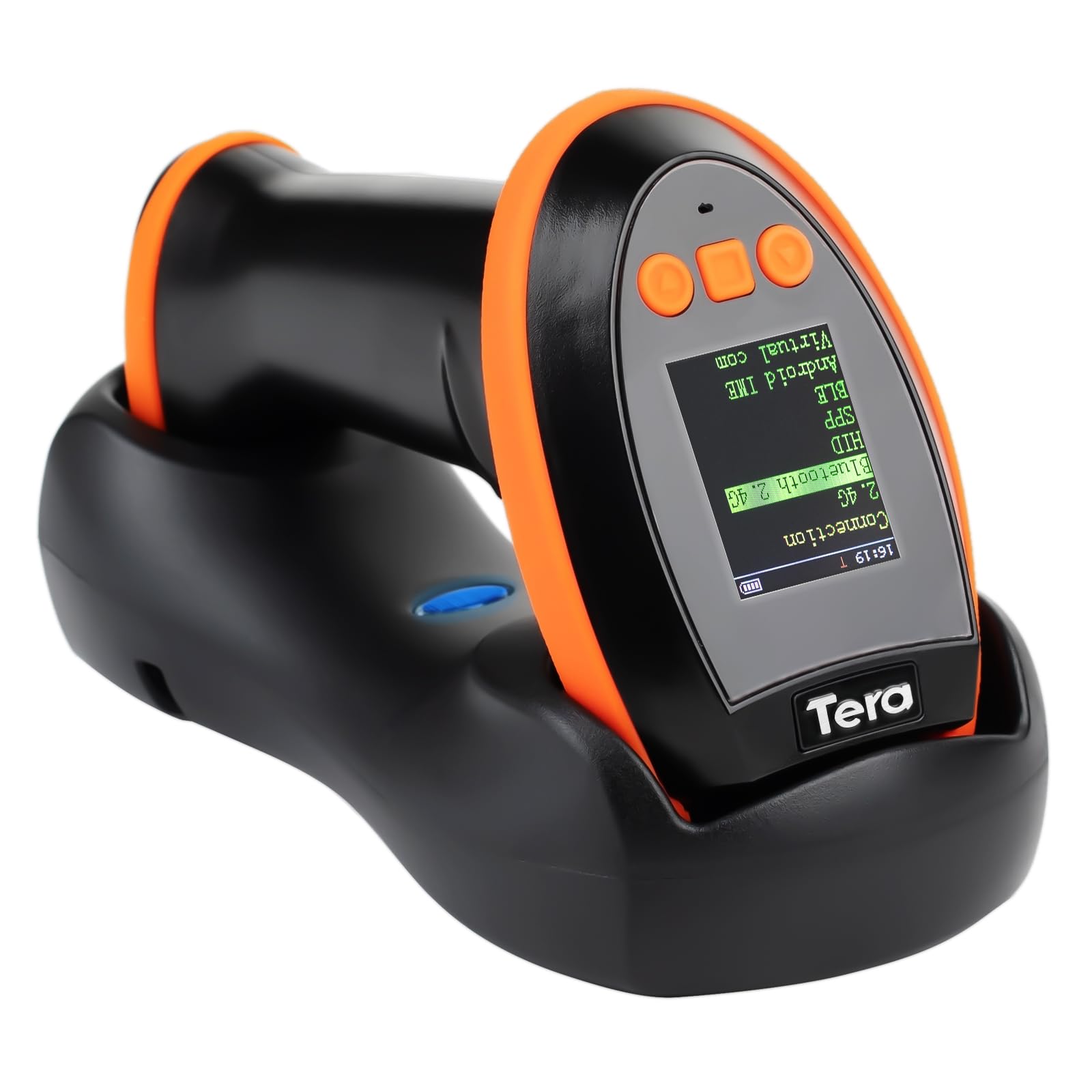 Tera Barcode Scanner Wireless with Screen: Pro Version 1D 2D QR with Setting Keypad Charging Cradle Works with Bluetooth 2.4G Wireless USB Wired Handheld Bar Code Reader HW0009