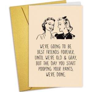 Nchigedy Funny Birthday Card for Best Friend, Humorous Friendship Card for Her, Hilarious Pooping Pants Friend Card for Bestie