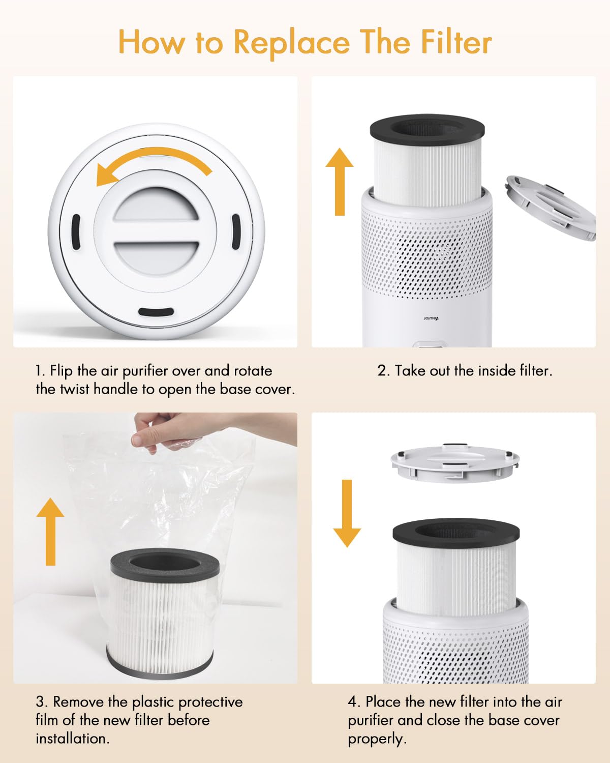 Air Purifier B-D02U Replacement Filter, VEWIOR H13 True HEPA Air Cleaner Filter (Special for B-D02U Air Purifier)