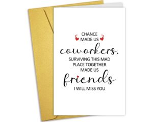 nchigedy humorous going away card for him her, funny leaving card for boss coworker, hilarious retirement card for workmate, coworker appreciation card