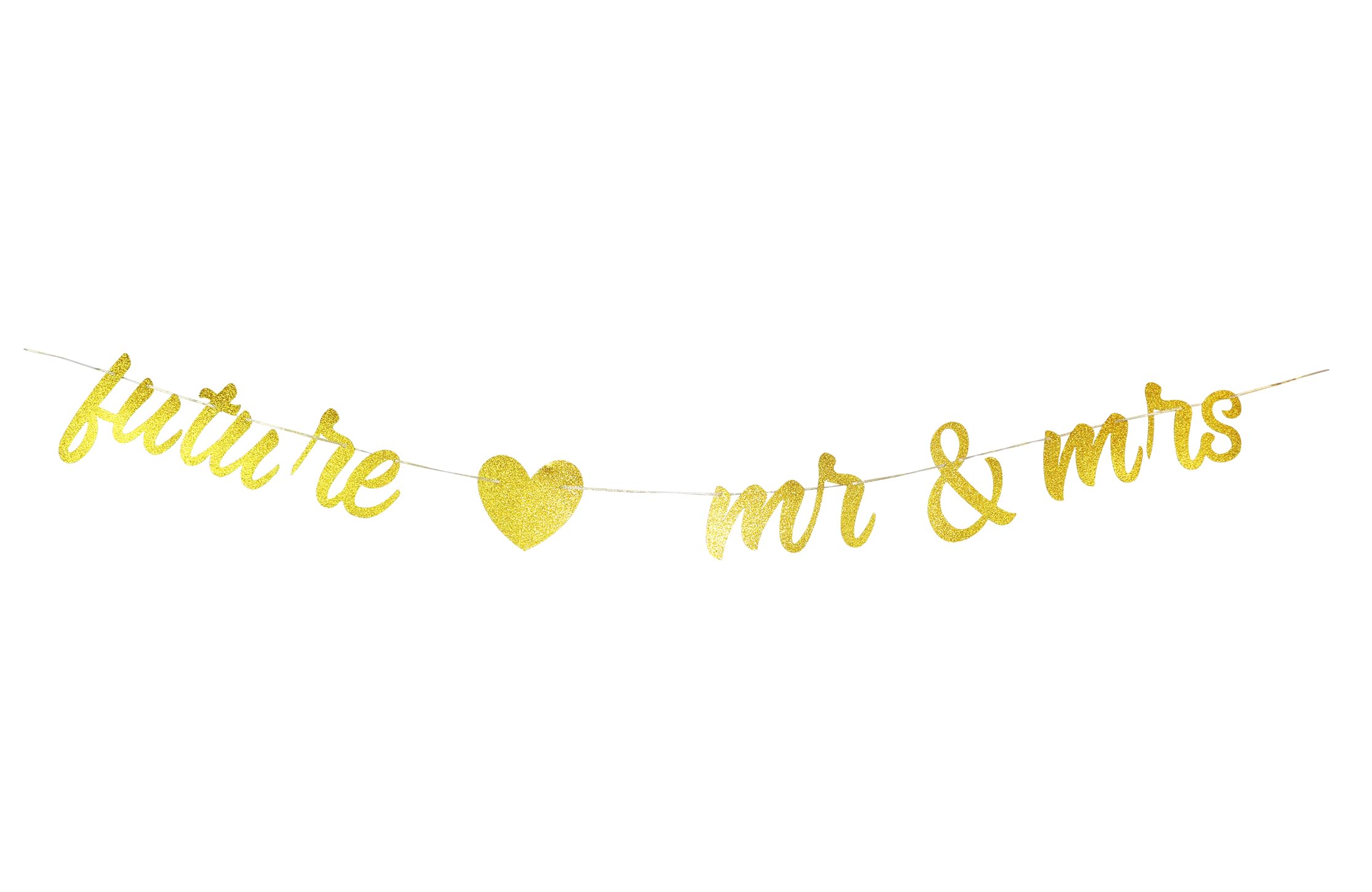 Future Mr & Mrs Banner Perfect for Bachelorette Wedding Engagement Bridal Shower Party Hanging Sign Photo Booth Props (Gold Glitter)