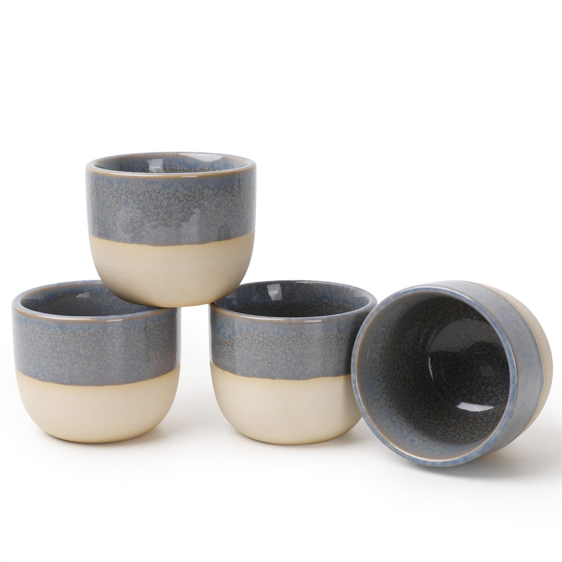 ZEBERBO Ceramic Espresso Cups Set of 4, 5oz Espresso Coffee Mugs, Special Glazed Demitasse Cups Expresso Coffee Cup for Espresso Machine