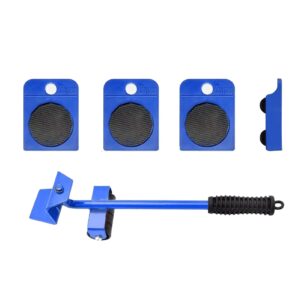 furniture lifter, furniture lift mover tool set, heavy duty furniture lifter household furniture mover 4 wheel rollers 1 wheel bar blue