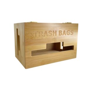 newtures 33 gallon bamboo grocery bag holder, eco-friendly, no assembly required, fits 13-33 gallon bags, 10x6x6 inches