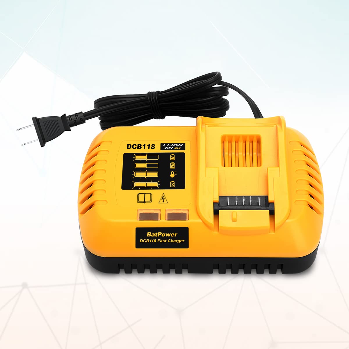 BatPower DCB118 8A 20v/60v Fast Charger Replacement for Dewalt 20v/60v Battery Fast Charger DCB118 DCB1112 Compatible with Dewalt 20v 60v Max 12Ah 9Ah 8Ah 6Ah 5Ah 4Ah Battery Rapid Charger DCB118