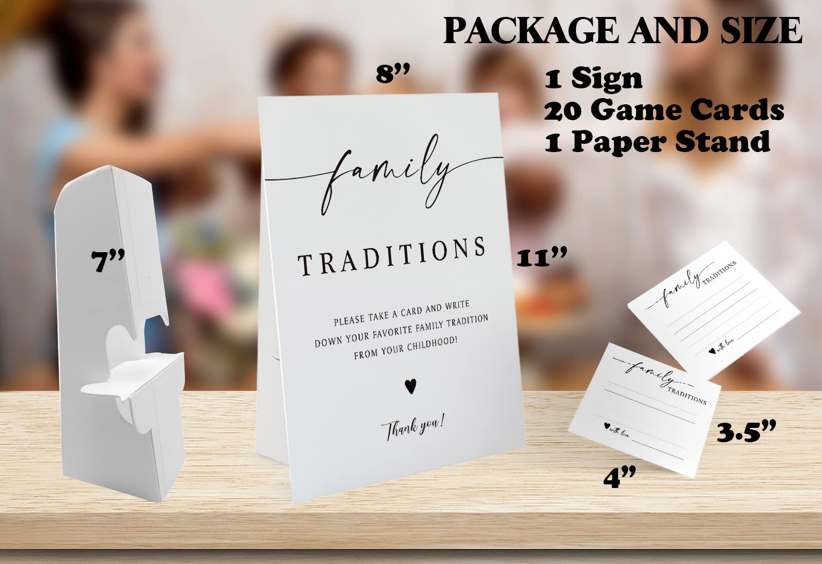 Minimalism Theme Favorite Family Traditions Baby Shower Games Set(1 Sign and 20 Cards), Games for Baby Shower, Wedding Shower, Bridal Shower, Game Night, Gender Reveal Party, Family Day Decorations 08